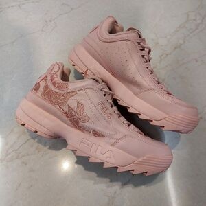 Fila Disruptor II Embroider Rose Floral In Size 10